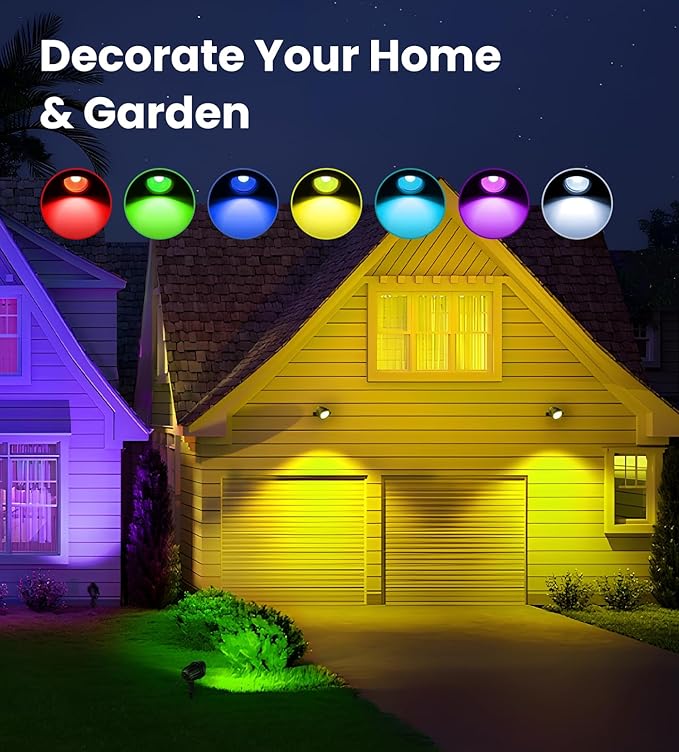 MEIKEE 15W RGB Landscape Lights 12V 24V Low Voltage Landscape Lighting RGBW Color Changing IP66 Waterproof Outdoor Spot Lights with Connectors for Garden Path Yard (12 Pack)