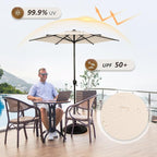 Abba Patio 7.5FT Lyon Outdoor Patio Umbrella Outdoor Table Umbrella with Push Button Tilt and Crank Market Umbrella 6 Sturdy Ribs UV Protection Waterproof for Garden Deck Backyard Pool Beige