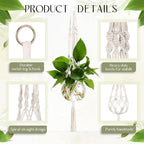 6 Pcs Boho Macrame Plant Hanger with Small Plastic Pot Hanging Plant Holder Wall Planter Propagation Station Include Hooks Kit for Indoor Home Garden Office Decor 3 Size (White)