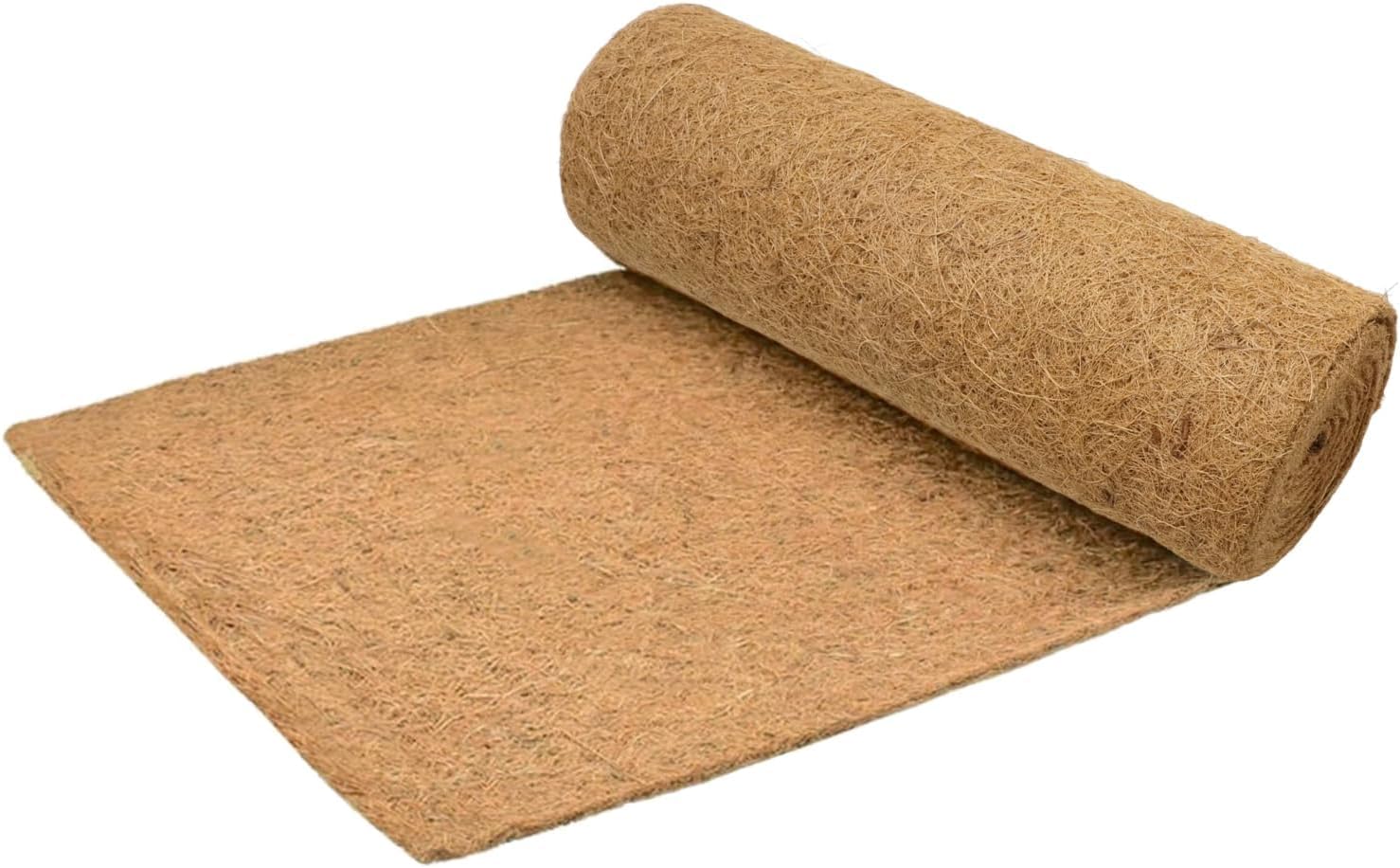 EATAKWARD 120'' x 16'' Coconut Mat, Coco Fiber Roll, Natural Coconut Coco Liner Roll, Thick Coco Liners for Planters, Flowers, Pet, Tortoise, Lizard, Snake, Rabbit, Brown