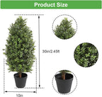 30" tall artificial boxwood topiary, 2 pcs outdoor, close-up detail