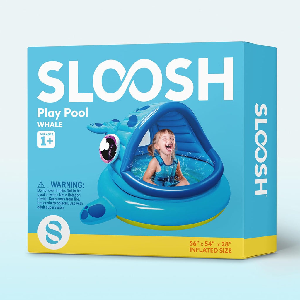 JOYIN Inflatable Shade Kiddie Pool,Whale Baby Pool Tent, Infant Swimming Pool for Kids （54" x 56" x 28"）,Blow Up Toddler Pool for Swim Party Toys Summer Water Beach Fun