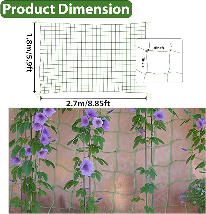 Trellis Netting For Climbing Plants - MAQIHAN 2 PCS Garden Trellis Netting Plant Support Netting Heavy Duty Climbing Net Trellis For Cucumber Tomato Grape Vegetable Fruits Bean Climbing Plants Outdoor