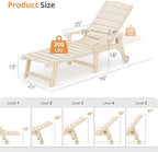 LUE BONA Outdoor Chaise Lounge Chairs Set of 2, HDPS Chaise Lounger, 5 Positions Adjustable Lounge Chairs, Pool Lounge Chair with Wheels for Poolside, Sand