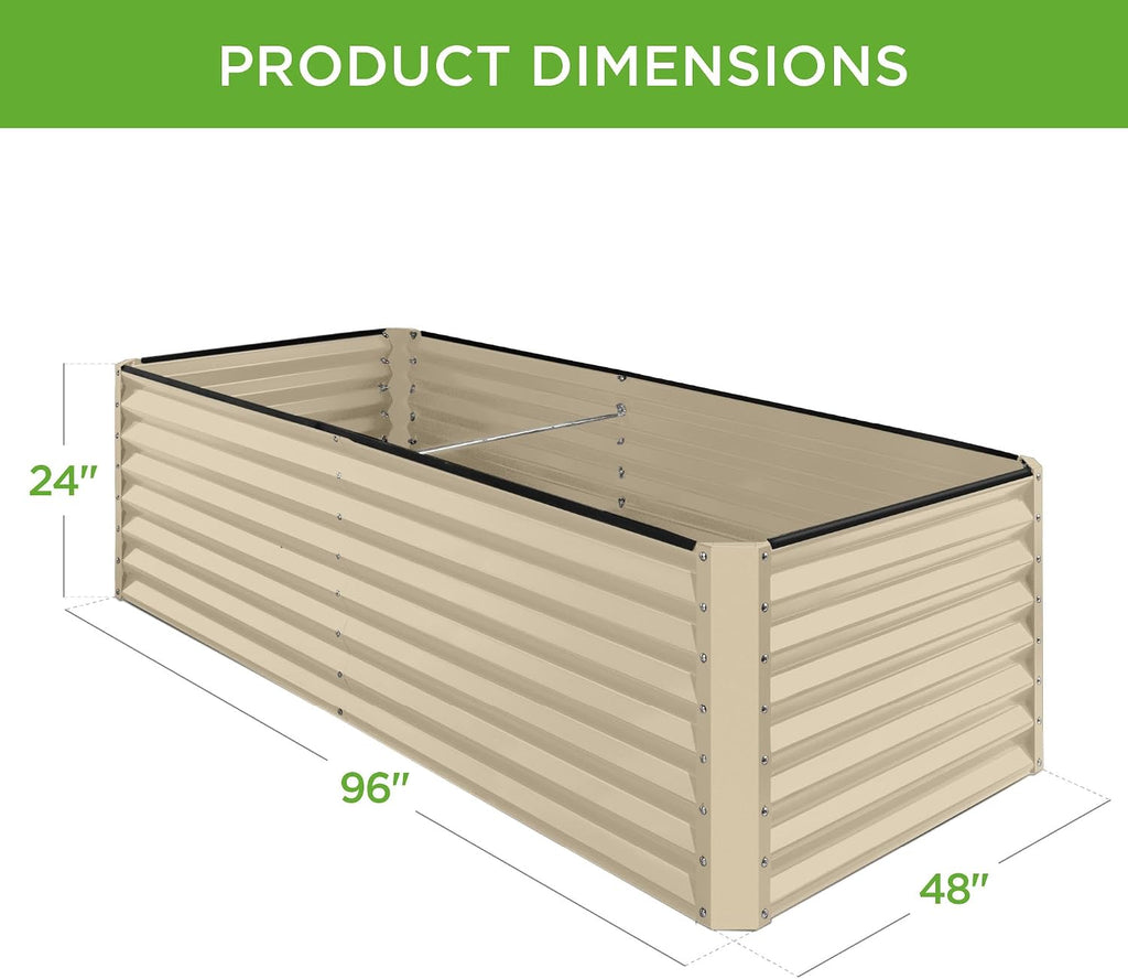 best choice products 8x4x2ft outdoor metal raised garden, front angle view