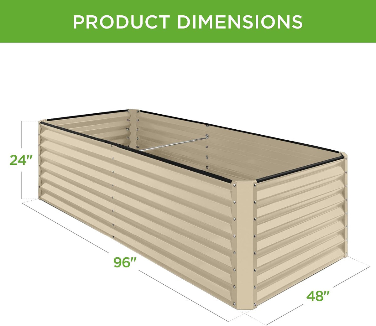 best choice products 8x4x2ft outdoor metal raised garden, front angle view