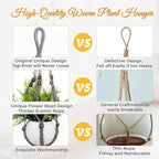 35 Inch Macrame Plant Hanger, Large for up to 15 Inch Pot Extra Long Hanging Planter Holder Basket with Wood Beads for Indoor Outdoor Home Decor (Grey, 1-Pack)