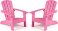 Costzon Kids Adirondack Chair, All-Weather HIPS Patio Chair with High Backrest, Armrests, Fire Pit Chair for Kids Ages 3-8, Indoor Outdoor Kids Patio Lounge Chair for Garden, Lawn, Yard (2, Pink)