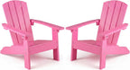 Costzon Kids Adirondack Chair, All-Weather HIPS Patio Chair with High Backrest, Armrests, Fire Pit Chair for Kids Ages 3-8, Indoor Outdoor Kids Patio Lounge Chair for Garden, Lawn, Yard (2, Pink)
