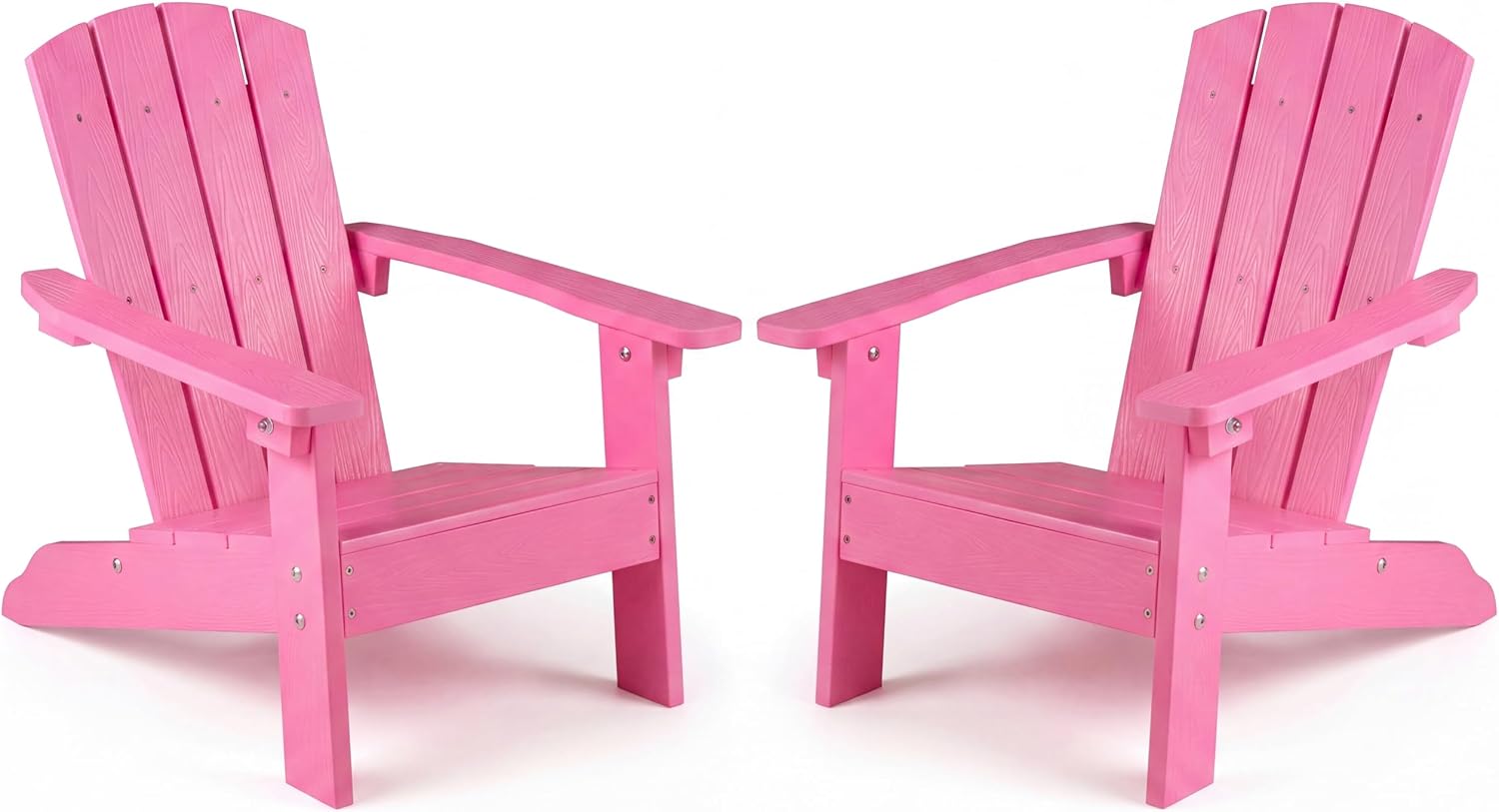 Costzon Kids Adirondack Chair, All-Weather HIPS Patio Chair with High Backrest, Armrests, Fire Pit Chair for Kids Ages 3-8, Indoor Outdoor Kids Patio Lounge Chair for Garden, Lawn, Yard (2, Pink)