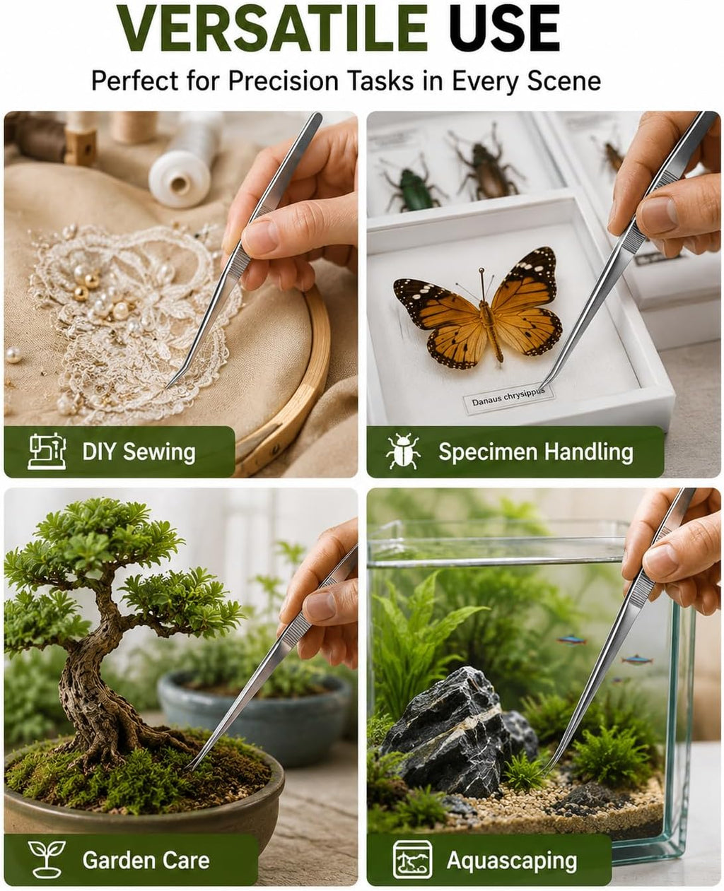 5 Pcs Garden Tweezers Succulent Tweezers Set for Bonsai Terrarium Planting