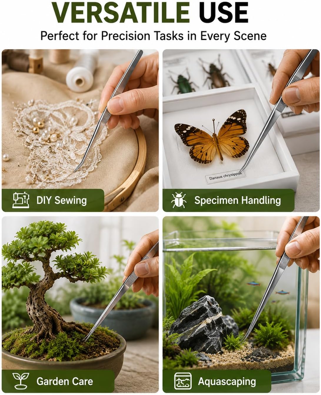 5 Pcs Garden Tweezers Succulent Tweezers Set for Bonsai Terrarium Planting