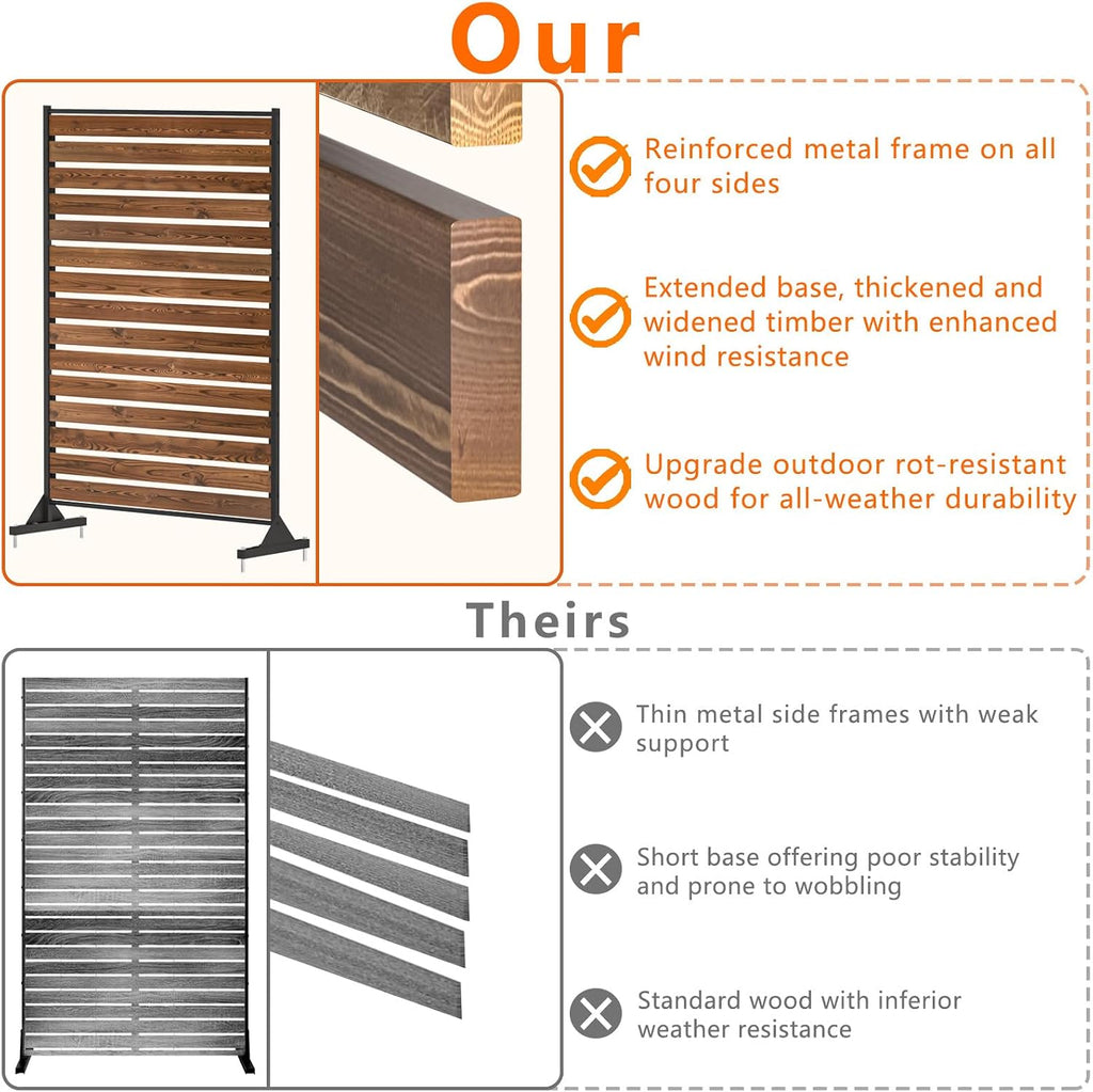 6ft wooden privacy screen, upgrade outdoor specialty anti-corrosion, side view