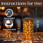4 Pack Solar Lanterns Outdoor Hanging Lantern Lights, Dragonfly Hollowed-Out Metal Decor Lantern, Waterproof LED Decorative Garden Light - Delicate Garden Decoration for Patio, Yard