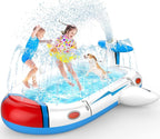 Kiddie Pool Splash Pad for Kids 68" x 38" x 21.5" | 3-in-1 Inflatable Sprinkler Pool for Toddlers Ages 3-8, Backyard Water Play Mat, Outdoor Summer Wading Pool for Boys & Girls