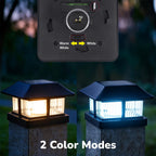Dynaming 4x4 Solar Post Cap Lights Outdoor with 2 Color Modes, Fence Post Solar Lights Black Shell Brightness SMD LED Lantern Lamps Waterproof for Garden Deck Patio, Fit Wooden/Vinyl Posts, 2 Pack
