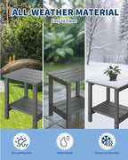 GarveeLife Poly Lumber Rocking Chair Outdoor Set of 4 with 2 Side Table - HDPE High Back Porch Rocker Chairs for Adults - All Weather Resistant Furniture for Patio - Gray