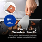 New Star Foodservice Stainless Steel Slant Edge Grill Scraper with Wood Handle, 4 x 8.5 Inch Restaurant Grade Griddle Scraper, Flat Top Scraper, Grill Cleaning Tool