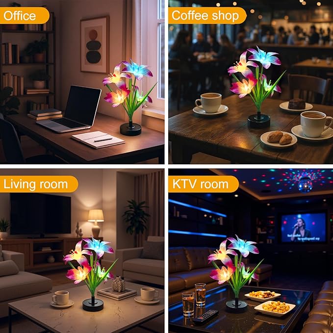 Upgraded Solar Garden Lights, 4 Pack Outdoor Solar Lights, New Round Panel for 40-Hour Runtime, Serve as Outdoor & Indoor Decor, 7-Color Changing Flower Lights, Waterproof for Patio Yard Decoration