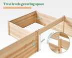 AMERLIFE Raised Garden Bed – 12x12x2 ft H-Shaped Wooden Planter Box, 180 Cu. Ft Capacity, Double-Layer Design for Outdoor Patio, Yard, and Garden Use