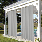 BONZER Outdoor Curtains for Patio Waterproof Thick Privacy Grommet Light Filtering Outside Curtains for Porch Pergola Gazebo Deck, 1 Panel, 54W x 84L inch, Silver