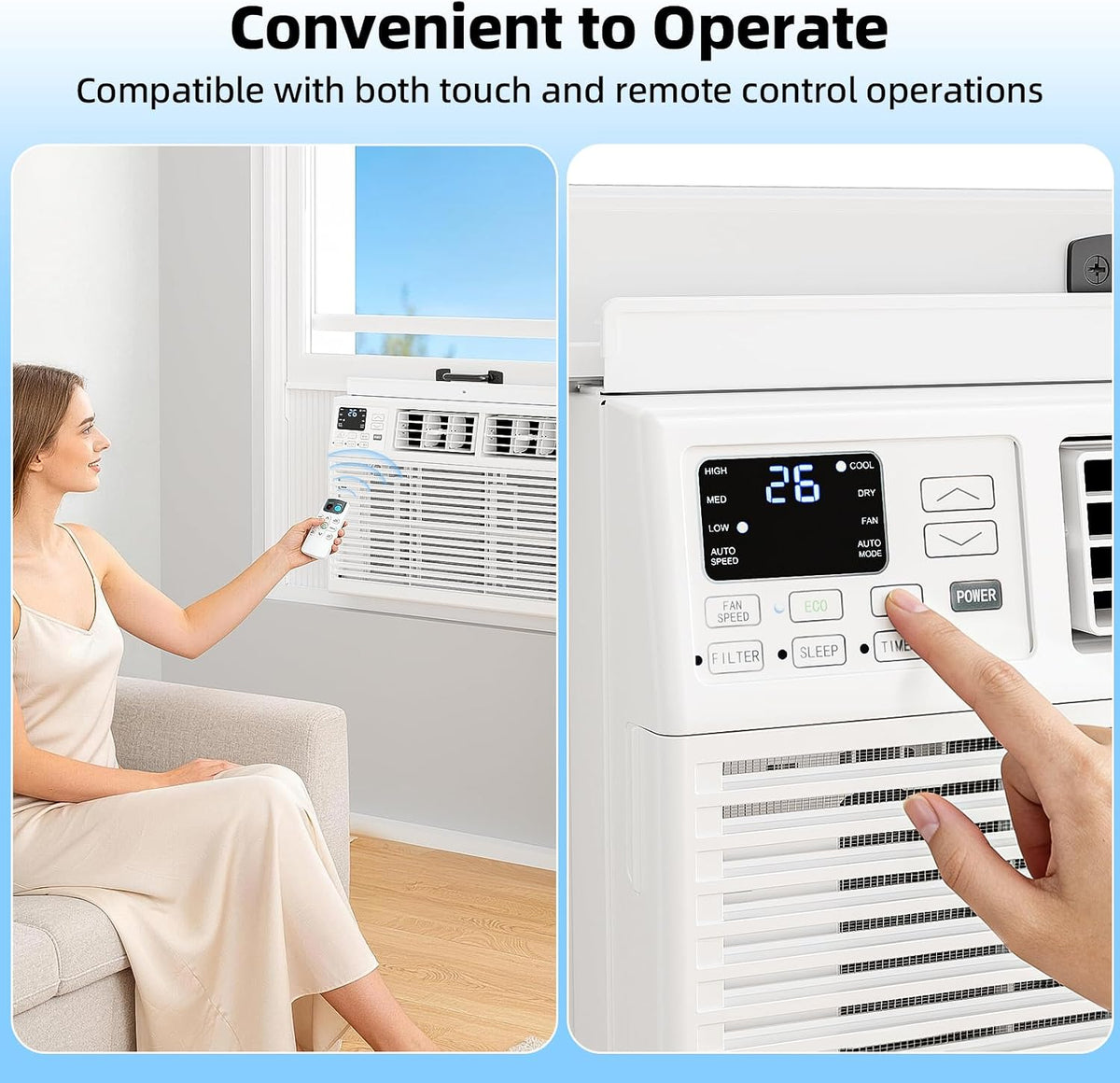 antarctic star 10,000 btu window air conditioner, window showing dimensions