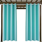 Outdoor Indoor Curtains W52 x L108 for Patio - Weather-resistant Window Panels Privacy Protect Grommet Top Thermal Insulated Home Curtain for Porch Pergola Garden (Teal Blue, 2 Panels)