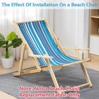 GORGECRAFT Beach Sling Patio Chairs Canvas Blue Stripes Folding Chair Replacement Outdoor Chairs Cloth Replacements 115X43cm Portable Reclining Sling Chair Fabric for Summer Vacation Sunbathing Garden