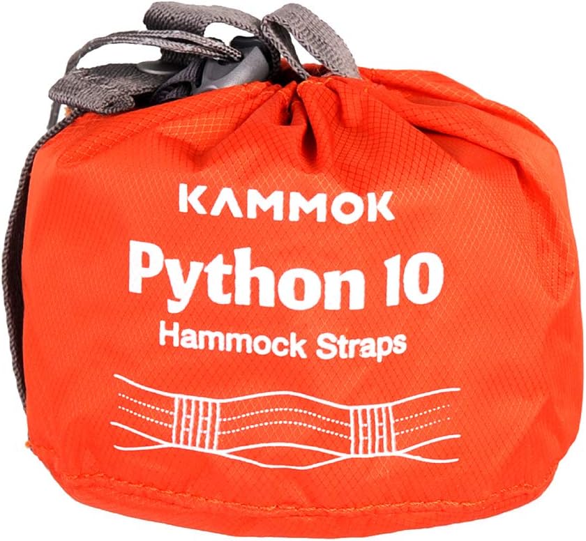 KAMMOK: Python 10' Tree Friendly Hammock Straps | Woven, No-Stretch, Knotless, Durable (Lightweight & Compact: Perfect for Hiking, Camping, Backpacking), Set of 2 w/Stuff Sack