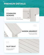 SERWALL Outdoor Dining Set for 6, HDPE Dining Furniture Set with Umbrella Hole Cut-Out Table and 1 Dining Bench and 4 Chairs, All Weather Outdoor Dining Bench Sets, White