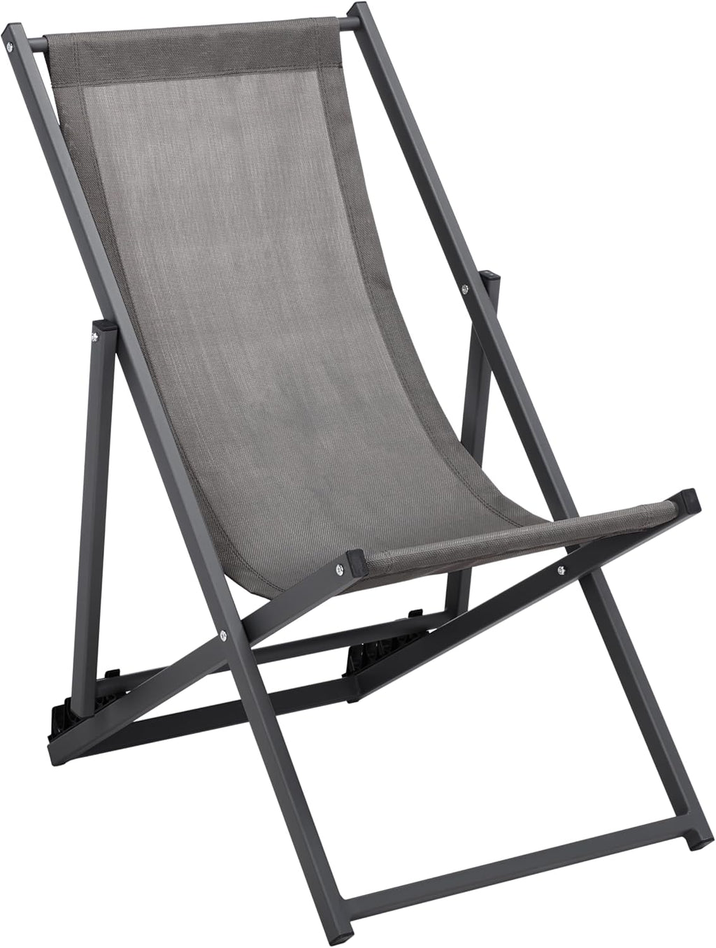 SAFAVIEH Outdoor Collection Breslin Grey/Grey Adjustable Folding Sling Chair Set of 2 (Fully Assembled)