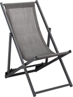 SAFAVIEH Outdoor Collection Breslin Grey/Grey Adjustable Folding Sling Chair Set of 2 (Fully Assembled)