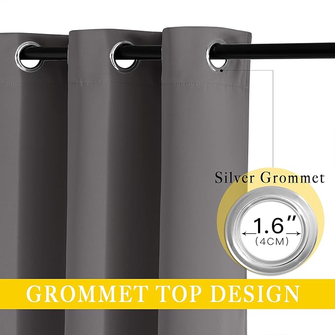NICETOWN Sliding Door Curtains, Wide Thermal Blackout Patio Door Curtain Panel, Sliding Door Drapes/Draperies with Grommet Top (Gray, W80 x L84)