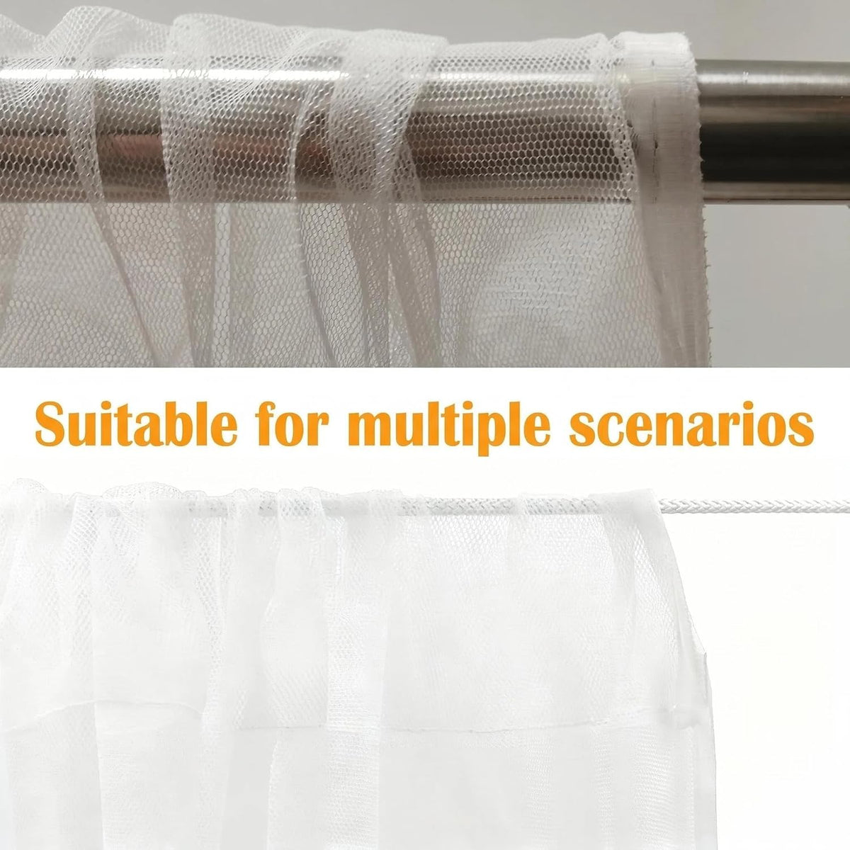 netting for porch/patio/canopy/garden, 60x96in, 2pack, outdoor sheer tulle, side view