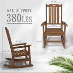 Oversized Rocking Chair Set of 2, Outdoor Rocking Chair for Adults, All Weather Resistant Porch Rocker for Lawn Garden, Wood