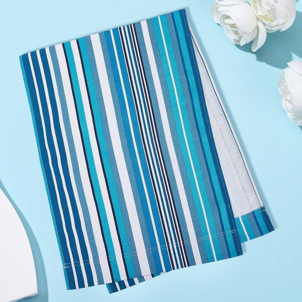GORGECRAFT Beach Sling Patio Chairs Canvas Blue Stripes Folding Chair Replacement Outdoor Chairs Cloth Replacements 115X43cm Portable Reclining Sling Chair Fabric for Summer Vacation Sunbathing Garden