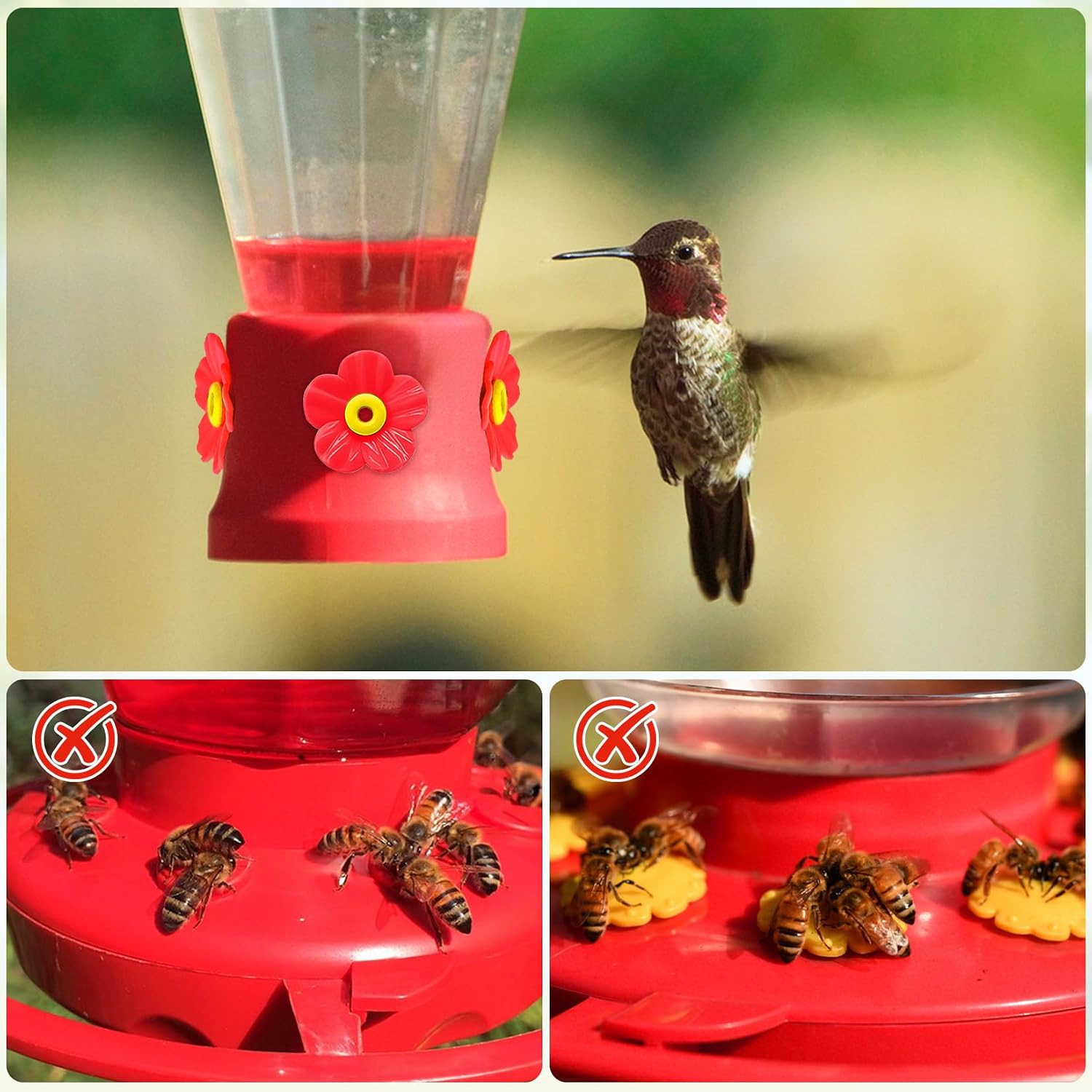 16 Sets Replacement Flowers for Hummingbird Feeder Parts with 2pcs Humming Bird Feeder Brushes for Cleaning, Hummingbird Feeder Replacement Flowers for Outdoor Hanging Bird Feeder Bee Guards Kit