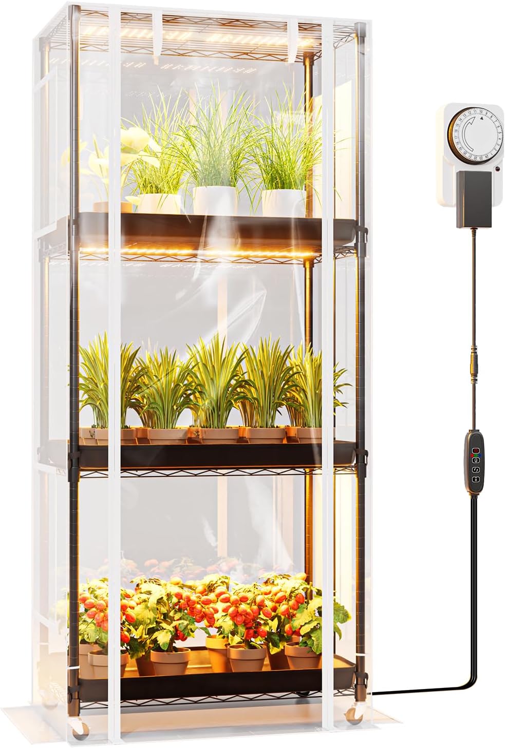 specilite 27x14x59in 4-tier rolling indoor greenhouse plant stand, main product view