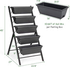 Giantex Set of 2 Vertical Raised Garden Bed, Elevated Planter Raised Beds with Water Drainage, Freestanding 5 Container Boxes for Vegetables and Flowers Growing, Outdoor Indoor Patio Balcony