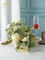 rose bouquet artificial fake flowers eucalyptus plants silk showing dimensions