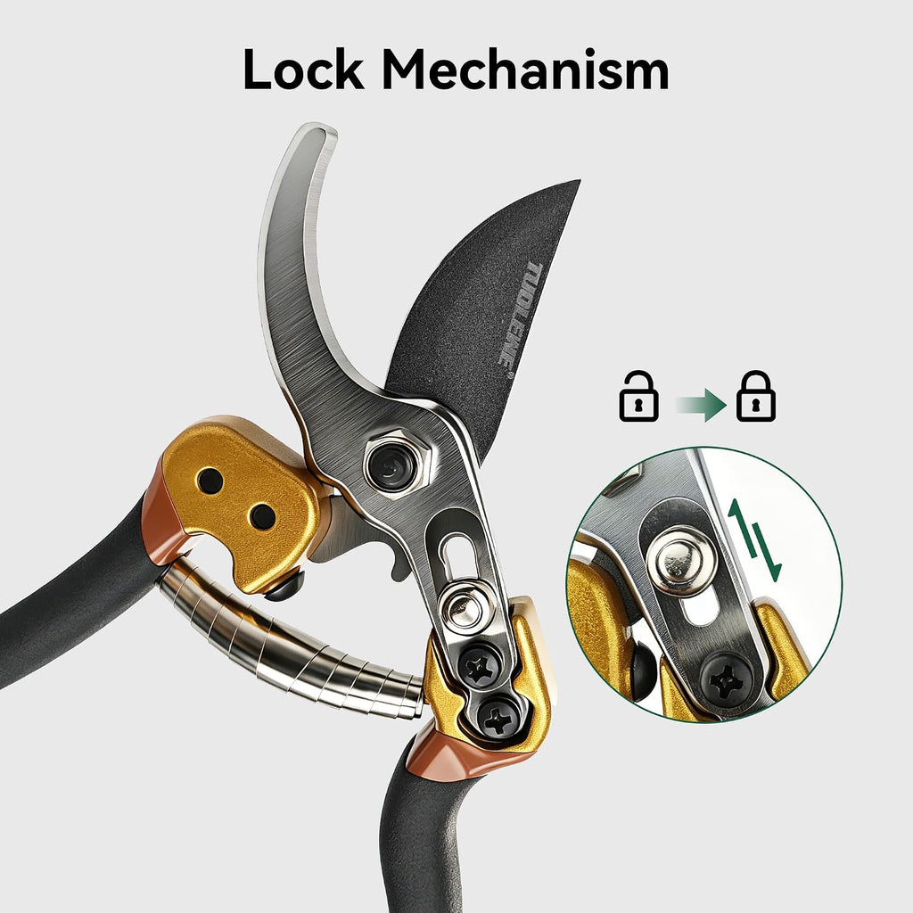 Professional Pruning Shears, Bypass Pruners | Japanese SK5 Steel Blades, Heavy Duty Garden Clippers for Branch Cutting, Bonsai, and Gardening