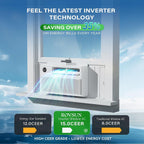 rovsun 10000 btu inverter window air conditioner, 115v, side view