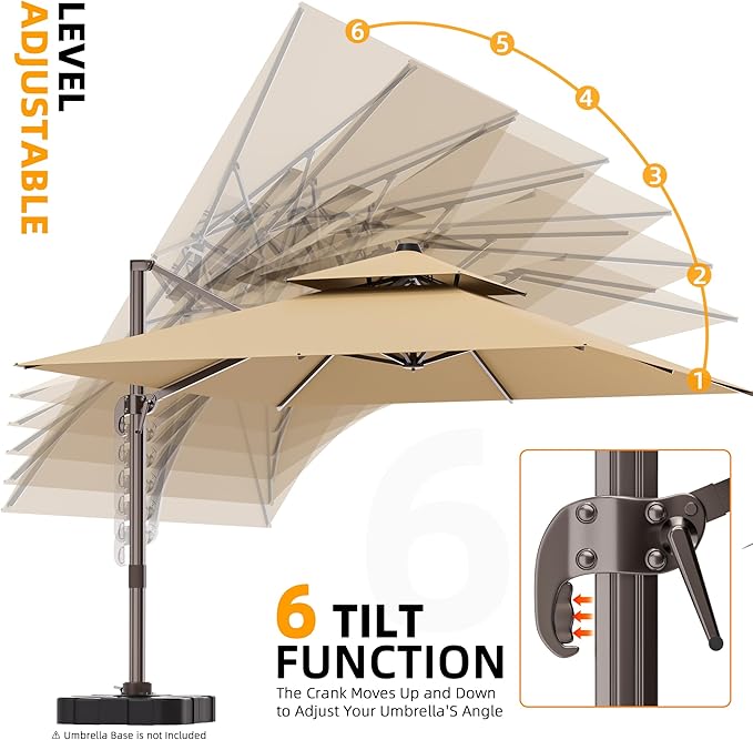9' X 12' Cantilever Outdoor Patio Umbrellas with Base Included, Large Rectangle Umbrella Heavy Duty 360°Rotation Offset Umbrella for Garden Deck Pool Patio,Brown