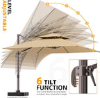 9' X 12' Patio Umbrellas Double Top Large Rectangle Umbrella Heavy Duty 360°Rotation Offset Cantilever Outdoor Umbrella for Garden Deck Pool Patio,Brown