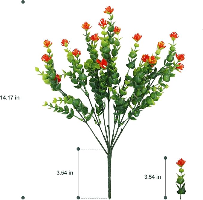 20 Bundles Artificial Fall Flowers Outdoor Fake Flowers, UV Resistant No Fade Faux Plastic Greenery Shrubs Plants for Hanging Garden Porch Window Box Outside Decoration,Home Indoor Decor Orange