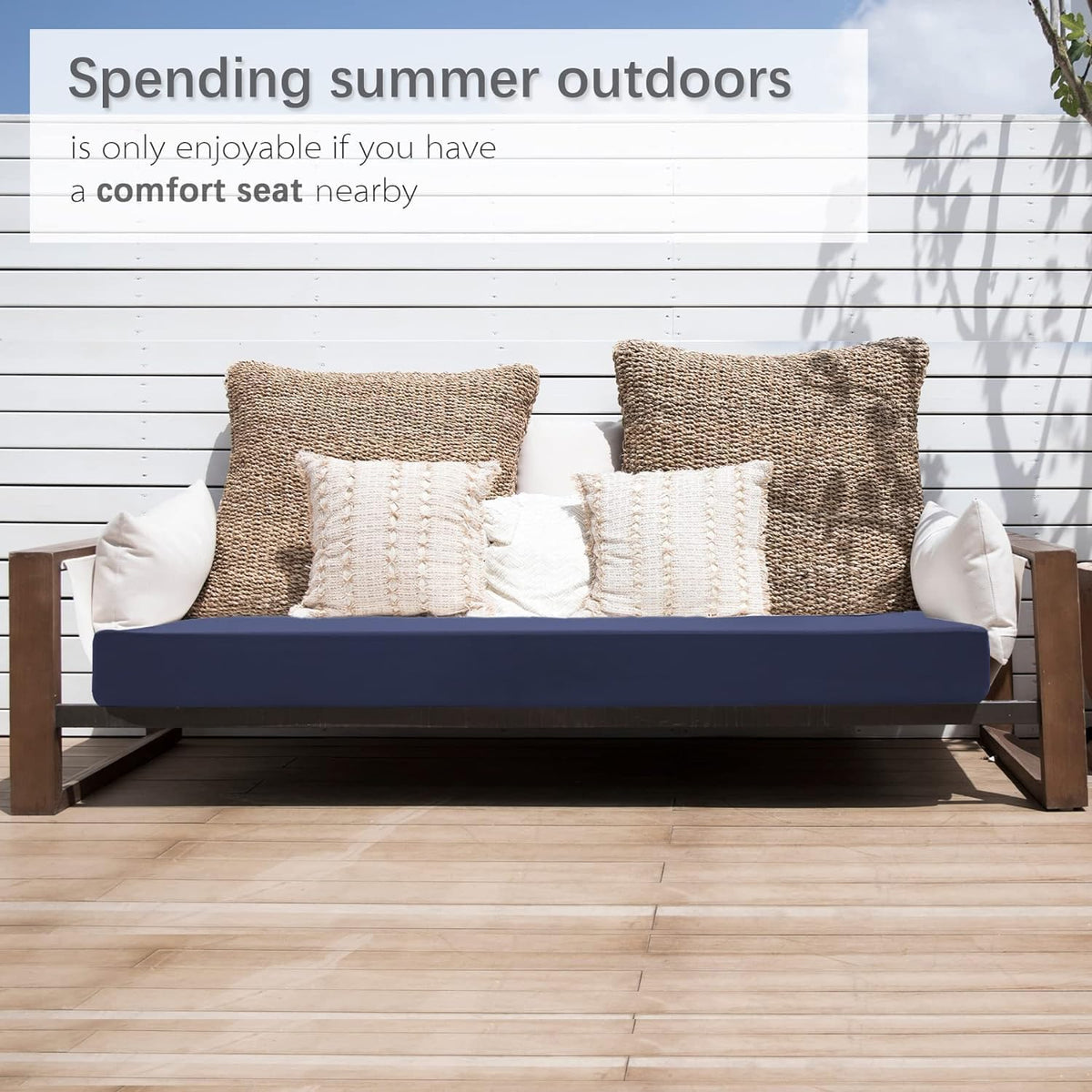 favoyard outdoor bench cushion, 42 x 18 inch on a desk or shelf