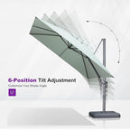 PURPLE LEAF Patio Umbrella 9' X 11.5' Rectangle Cantilever Umbrella Large Aluminum Outdoor Umbrellas with 360-degree Rotation & UPF40+ Premium Fabric for Deck Pool Garden Yard, Mint Green