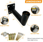 90 Degree Wall Light Mounting Bracket, 11" Arm, 2-3/8" OD Tenon | Galvanized Steel, 0.2" Flange, 0.05" Tube, Full Welds, Slim 3.9" Base, Concrete/Wood Hardware and Drilling Template Included