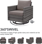 Belord Patio Sectional Furniture Set with Fire Pit Table: 8 Pieces Wicker Patio Conversation Set with L Shaped Sofa, Outdoor Swivel Glider Rocker, Rattan Ottomans, Removable Cushions Grey