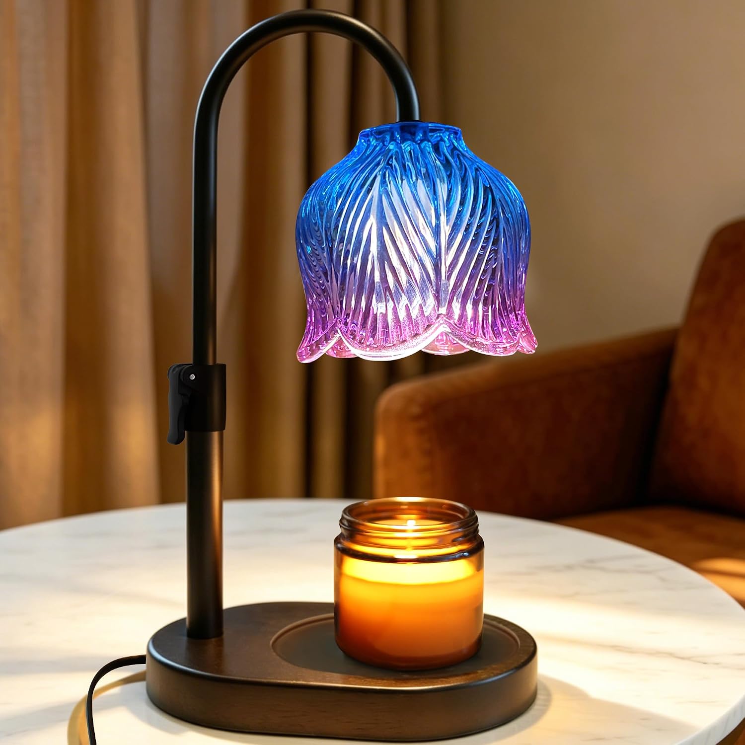 Candle Warmer Lamp with Timer and Dimmer, Adjustable Height Design | Flameless Electric Wax Warmer for Jar Candles, with 2 Bulbs, Home Decor Birthday Gift for Mom & Women, House Warming